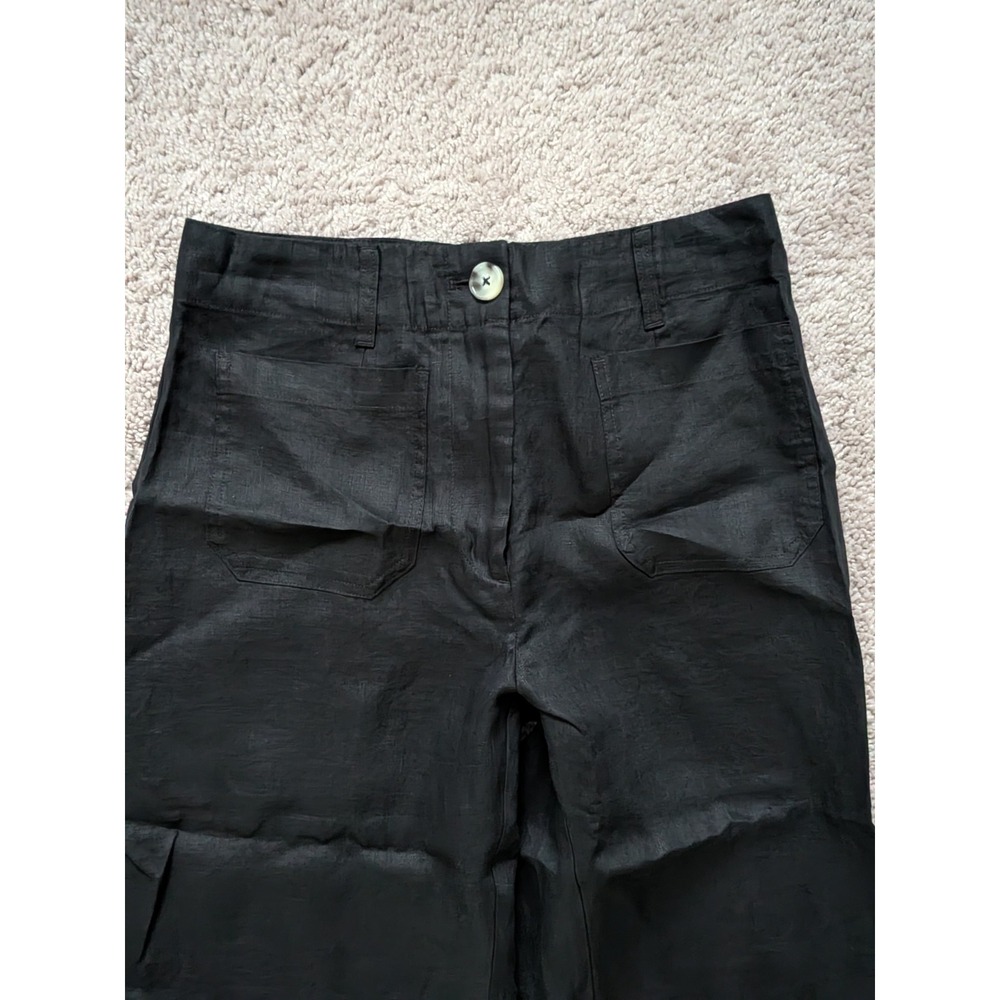 Quince 100% European Linen Patch Pocket Wide Leg Pants Black Size 8 NWT - Picture 4 of 12